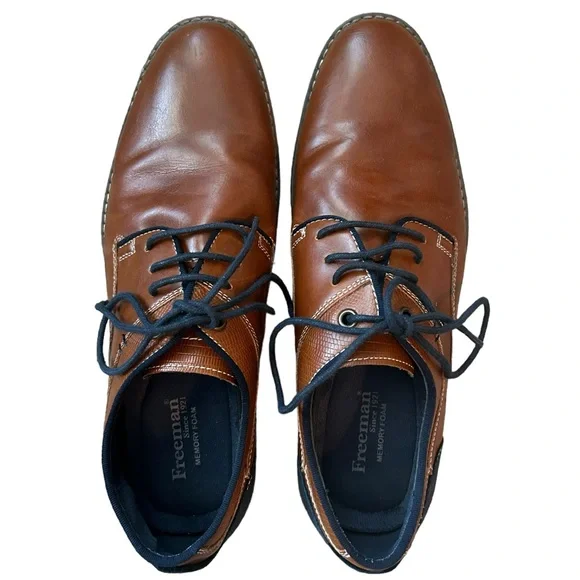 Freeman Men’s Morgan Memory Foam Brown & Navy Dress Shoe Size 8M - Picture 2 of 12